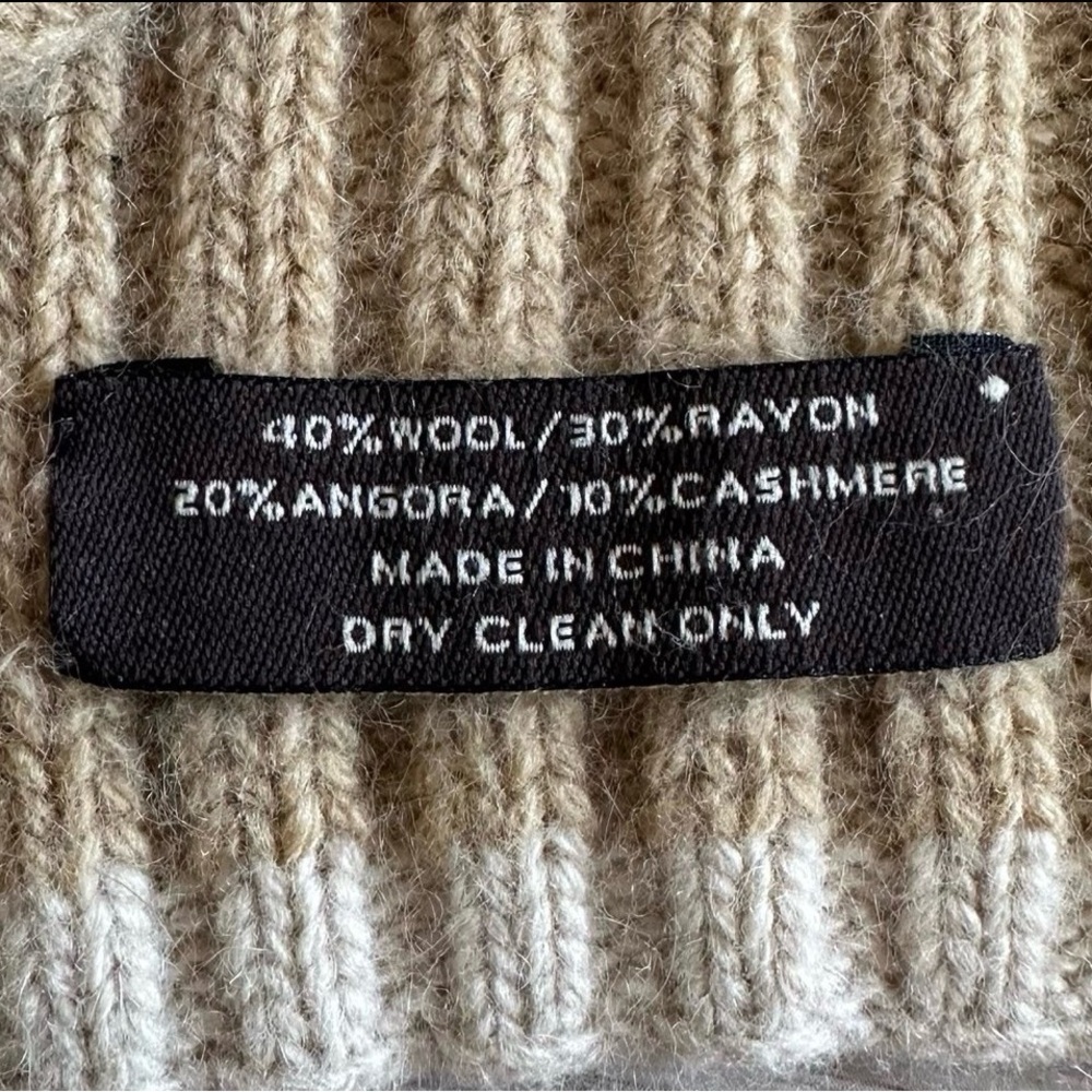 Coach Wool Angora Cashmere Knit Scarf Tan Leather Patch - Picture 5 of 6